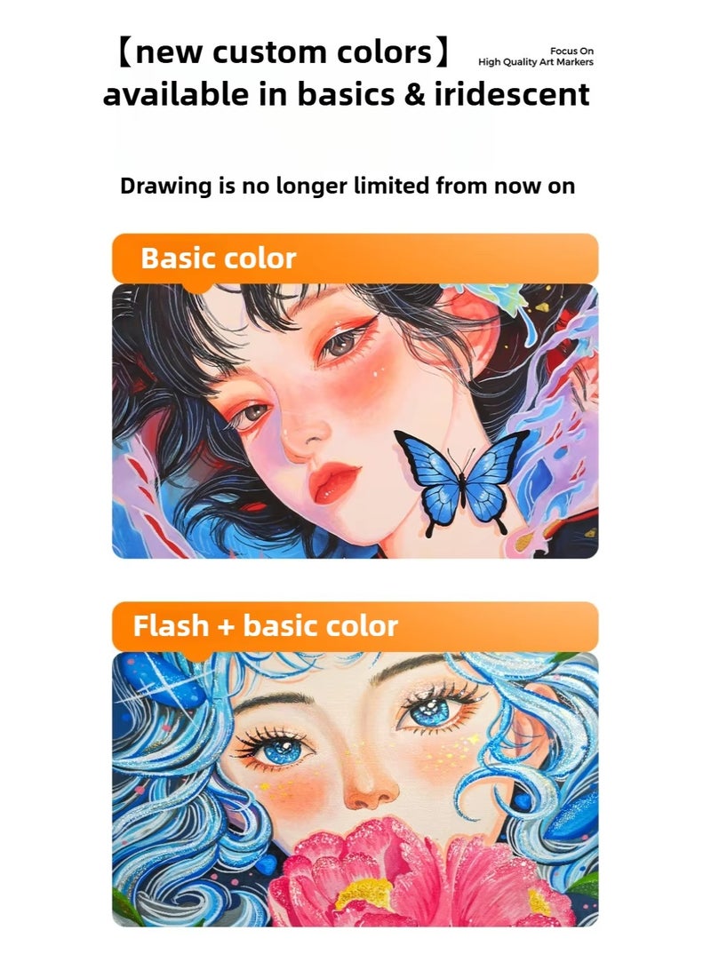 العدو مجموعة أقلام أكريليك سائلة ENMY بـ 80 لونًا – رأس ناعم غير شفاف بتأثير جليتر وفلوريسنت، حبر مائي سريع الجفاف، قابل للغسل وغير سام، مثالية للأطفال، المدرسة، المكتب، الرسم، التلوين والأعمال اليدوية - Image 3